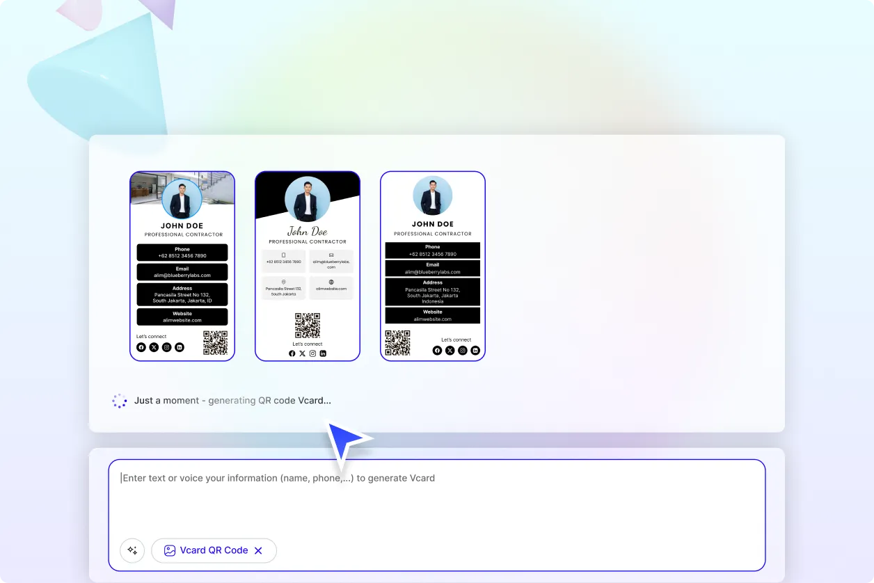 Free AI vCard QR Code Generator, Free Digital Business Card Maker Online